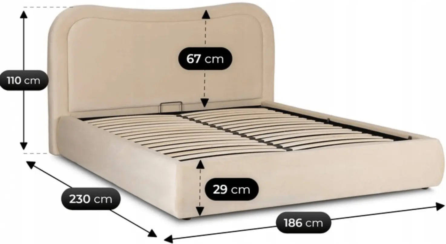 Pat Mebel Elite Haga mecanism de ridicare 160x200 Velour (Cream) - 10