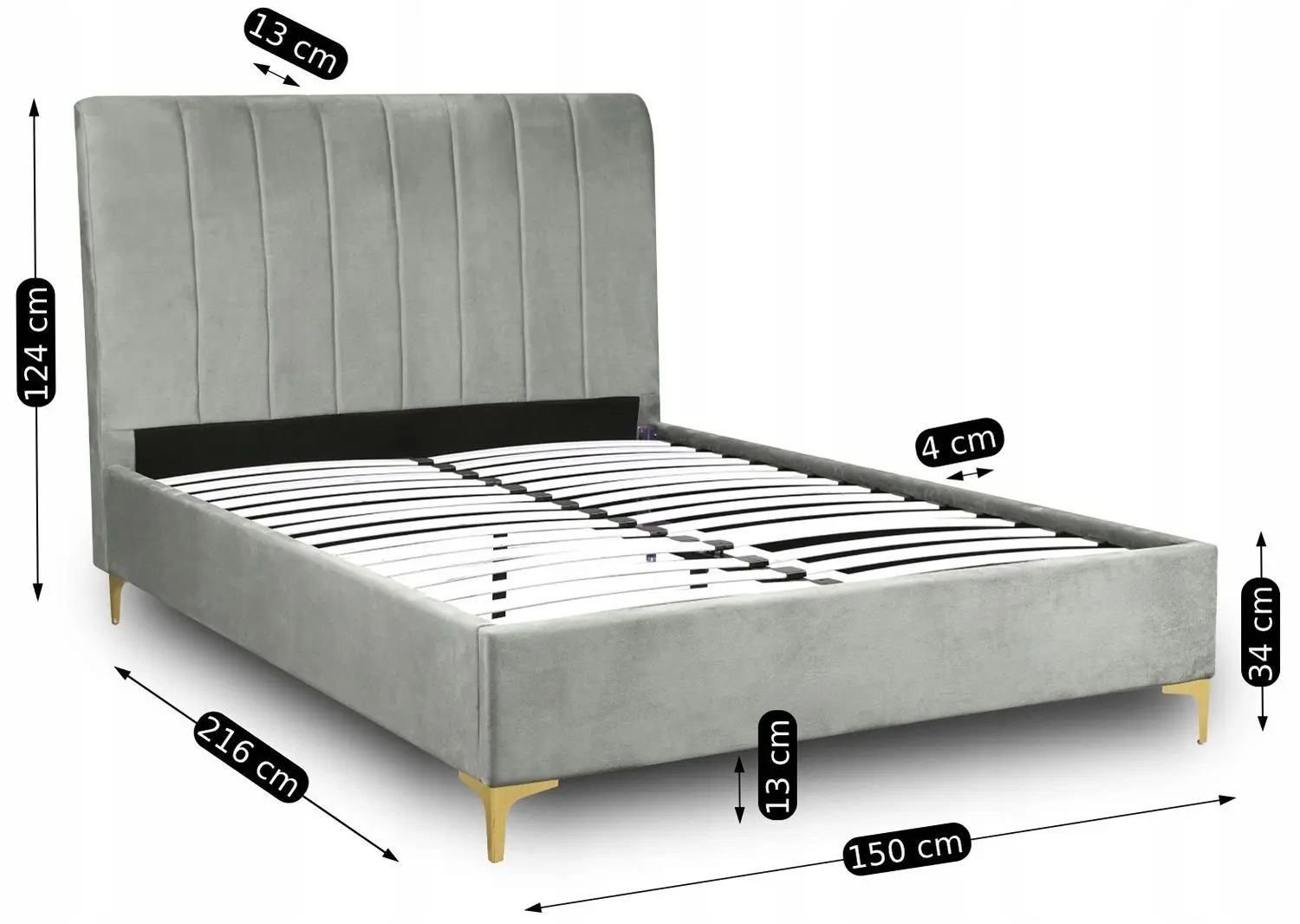 Pat Mebel Elite Lionel 140x200 (Grey/Golden Chrome) - 2