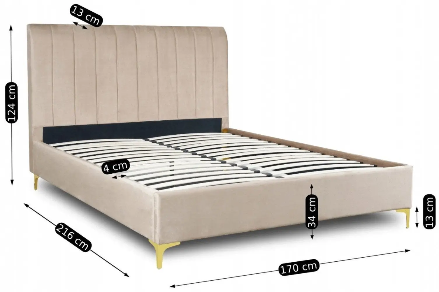 Pat Mebel Elite Marcelo 160x200 (Beige/Gold) - 2
