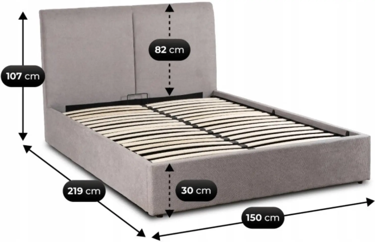 Pat Mebel Elite Marsylia 140x200 cu mecanism de ridicare (Grey) - 7
