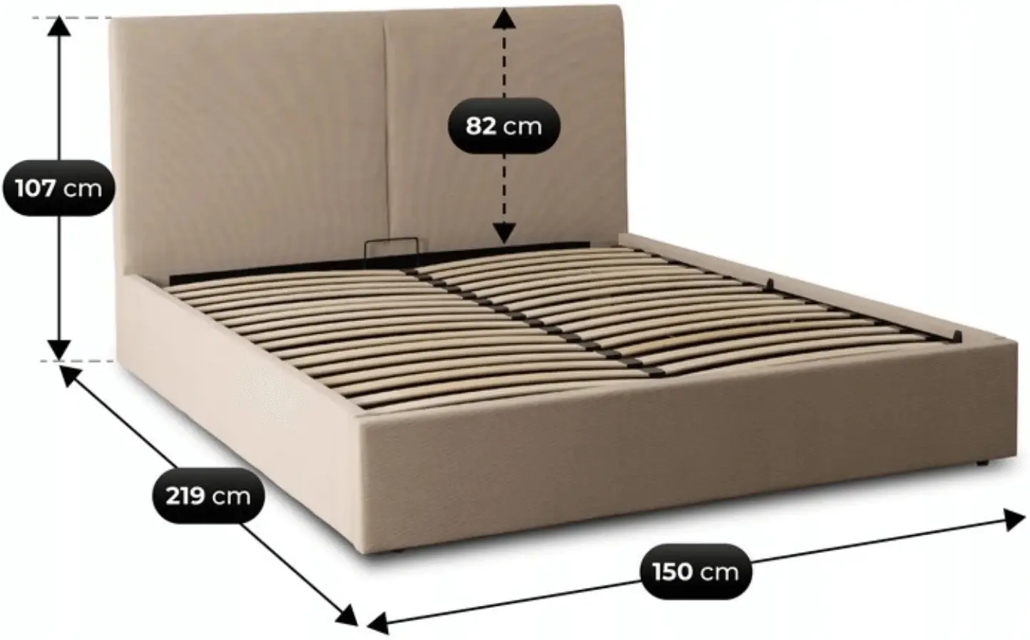 Кровать Mebel Elite Marsylia 140x200 Velvet с подъёмным механизмом (Beige) - 7