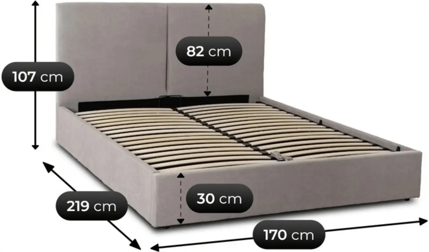 Pat Mebel Elite Marsylia 160x200 cu mecanism de ridicare (Grey) - 8