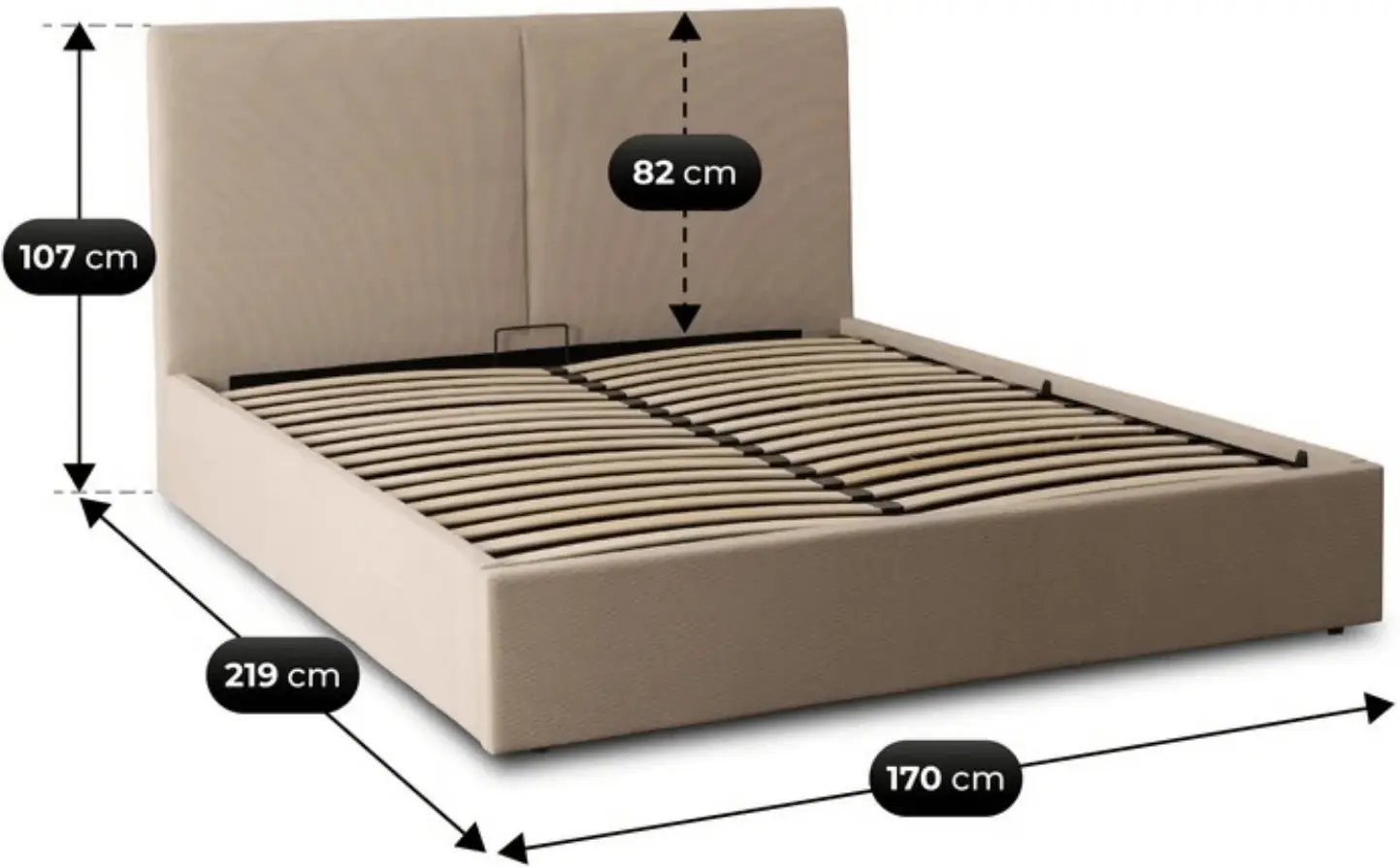 Pat Mebel Elite Marsylia 160x200 Velvet cu mecanism de ridicare (Beige) - 7