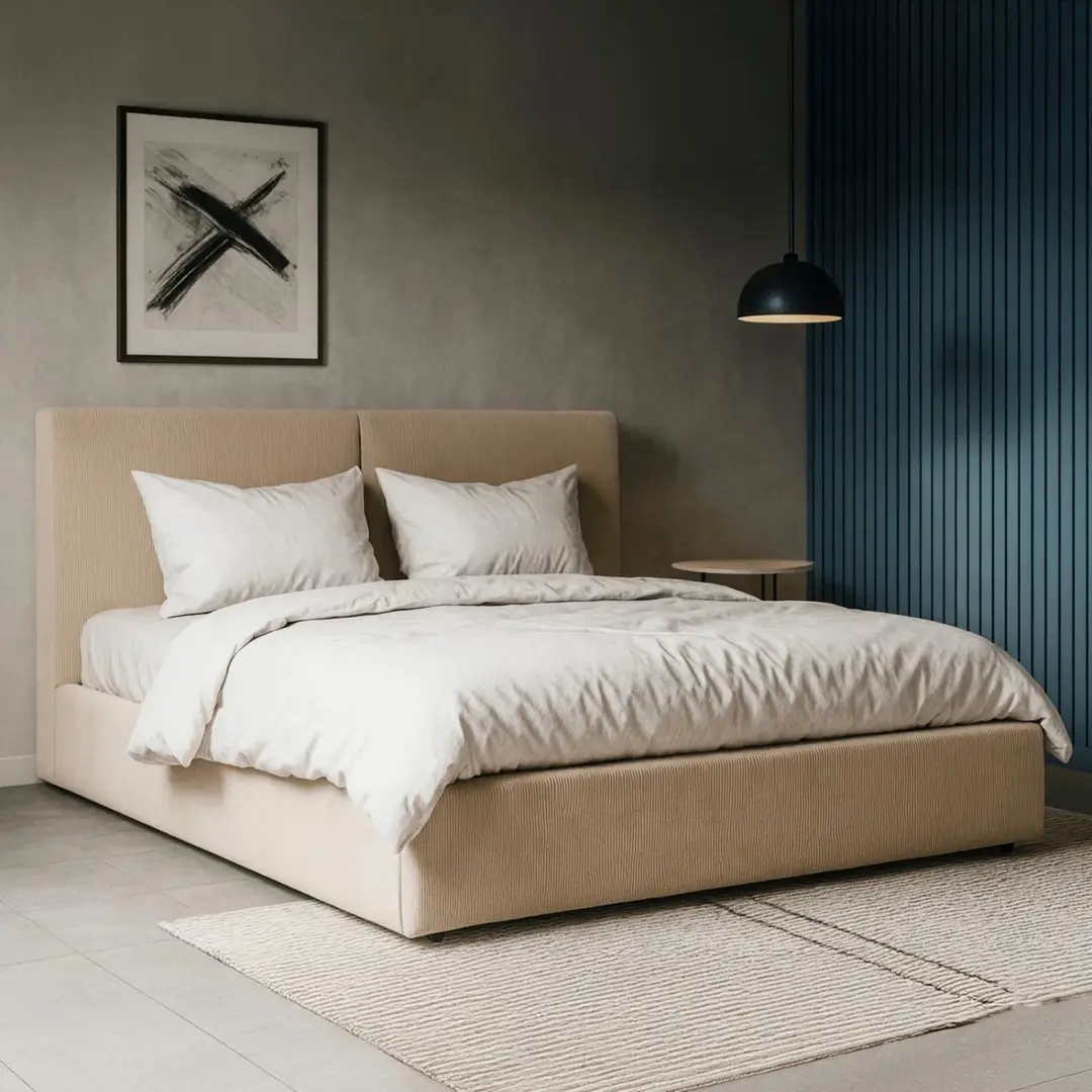 Pat Mebel Elite Marsylia 160x200 Velvet cu mecanism de ridicare (Beige)