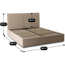 Pat Mebel Elite Marsylia 180x200 Velvet cu mecanism de ridicare (Beige) Thumb