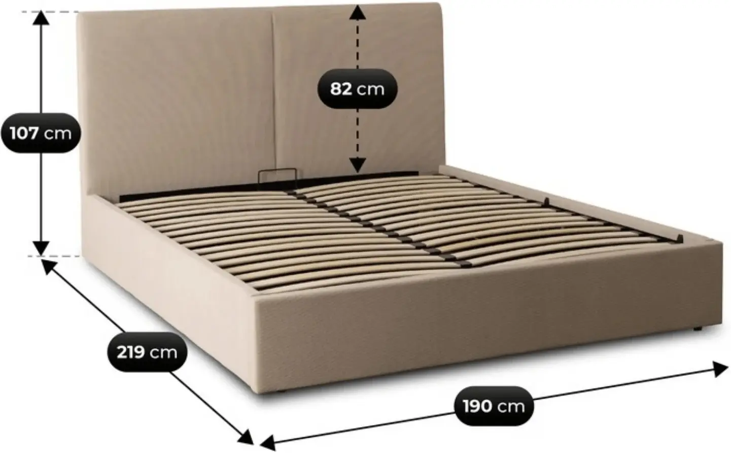 Pat Mebel Elite Marsylia 180x200 Velvet cu mecanism de ridicare (Beige) - 7