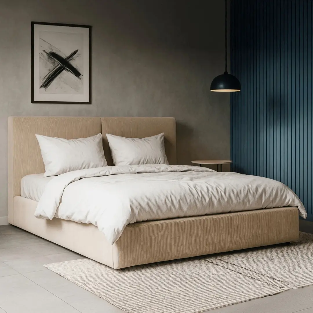 Pat Mebel Elite Marsylia 180x200 Velvet cu mecanism de ridicare (Beige)