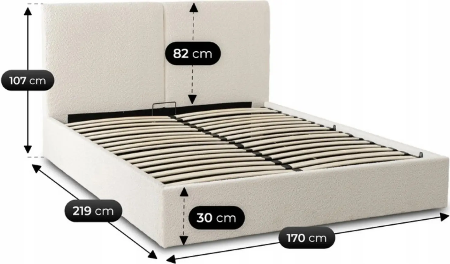 Pat Mebel Elite Marsylia mecanism de ridicare 140x200 Boucle (Cream) - 7