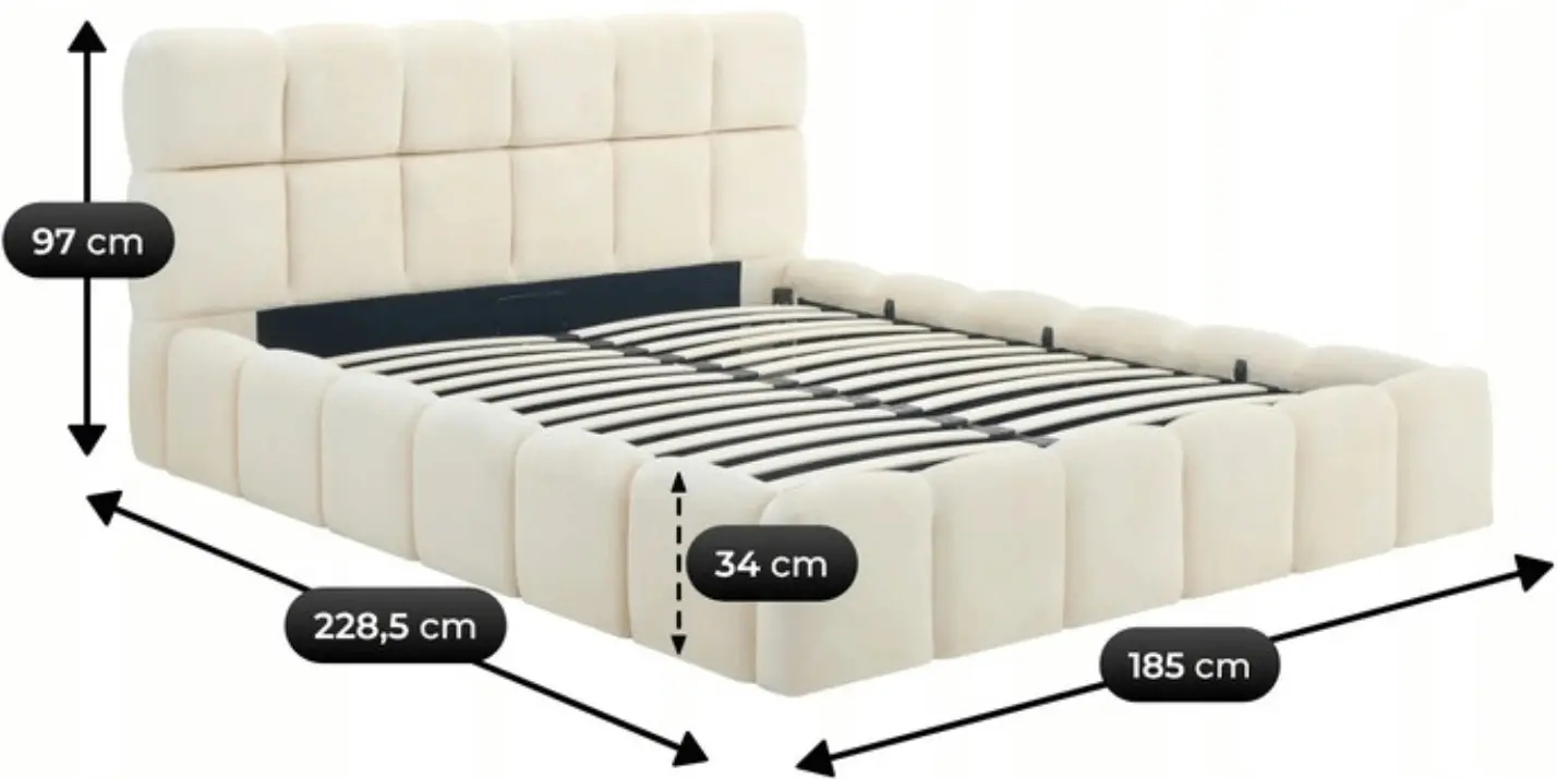 Pat Mebel Elite Muracja mecanism de ridicare 160x200 Velour (Cream) - 3