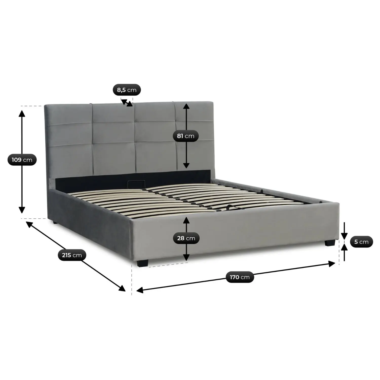 Pat Mebel Elite Tinga Velour 160x200 (Dark Grey) - 10