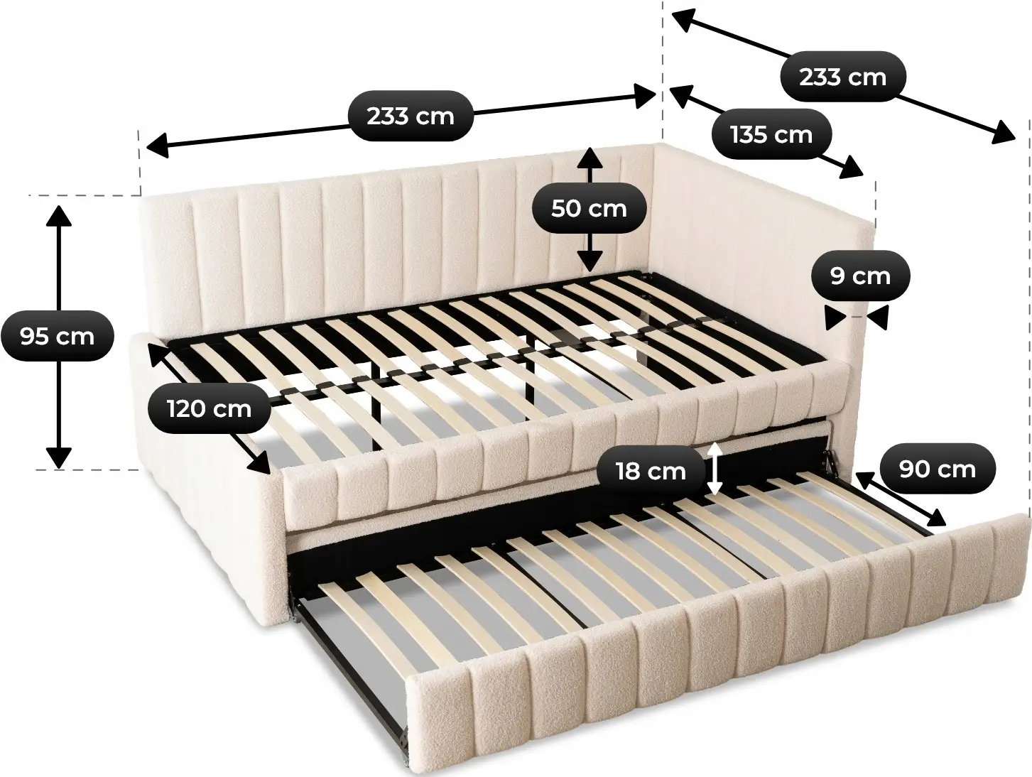 Кровать Mebel Elite Villemo 90/120x200 Boucle (Cream) - 7