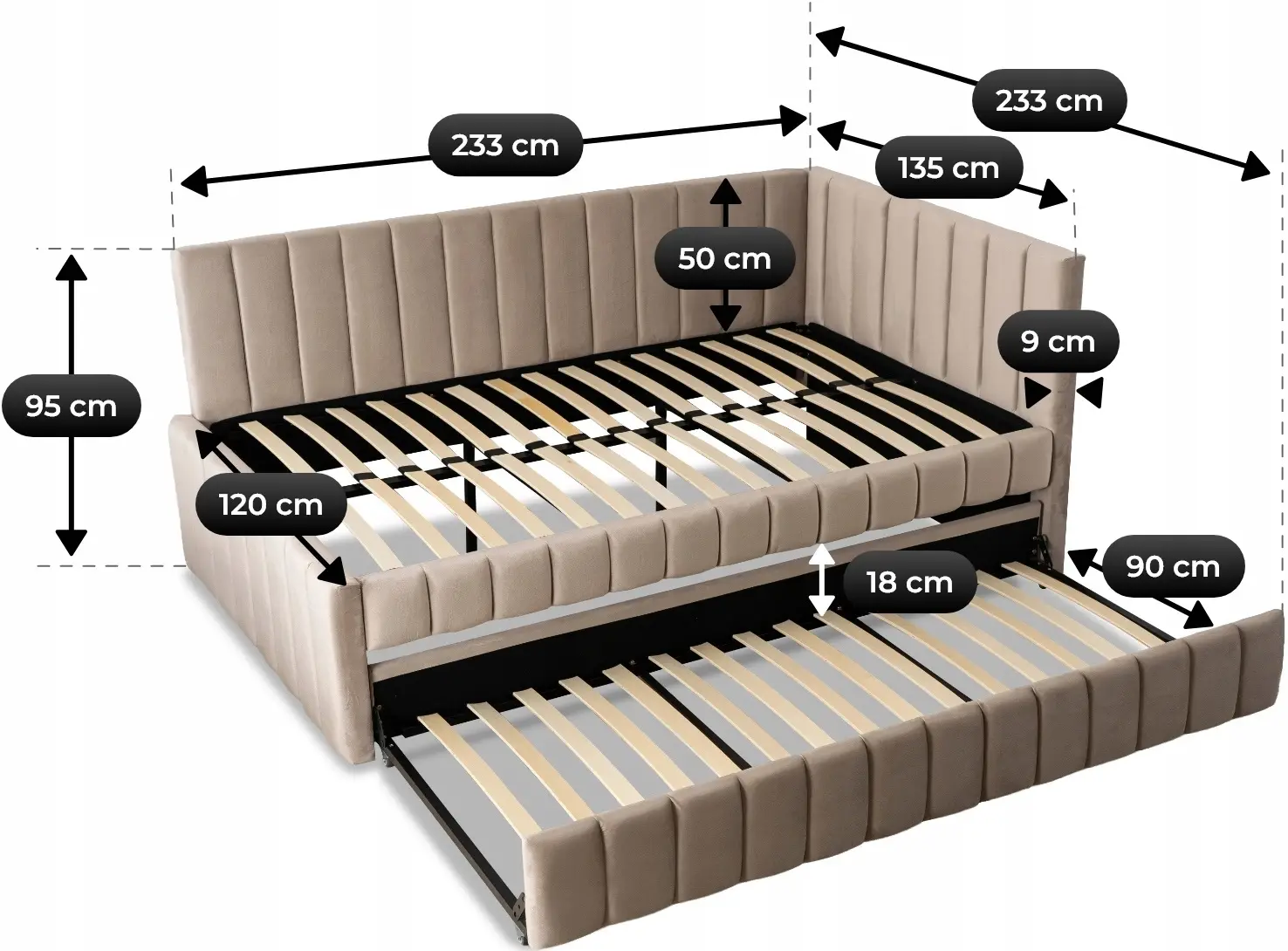 Кровать Mebel Elite Villemo 90/120x200 Velour (Beige) - 7
