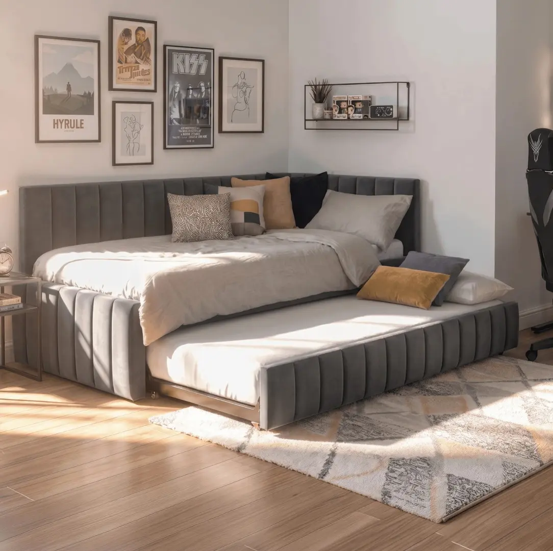 Кровать Mebel Elite Villemo 90/120x200 Velour (Grey)