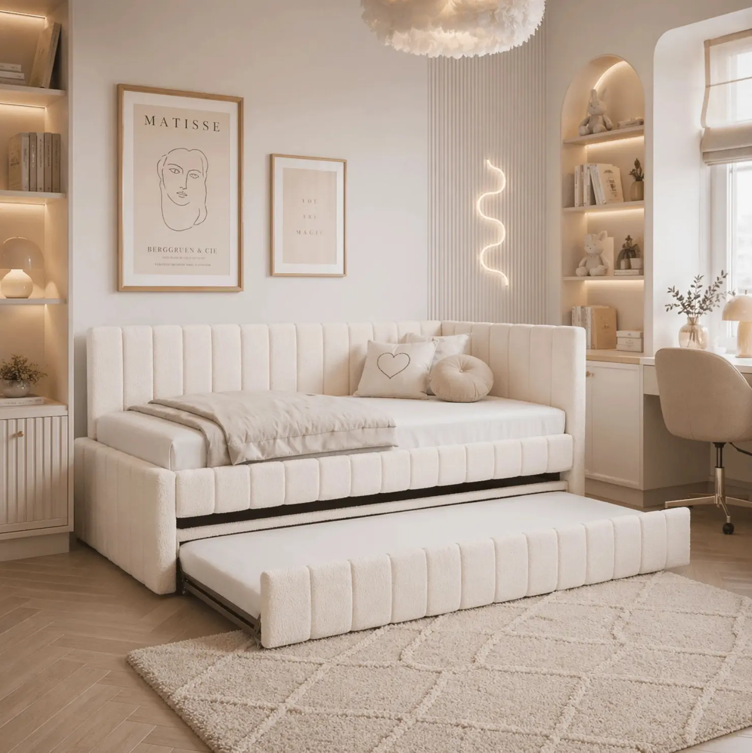 Кровать Mebel Elite Villemo 90x200 Boucle (Cream) - 2