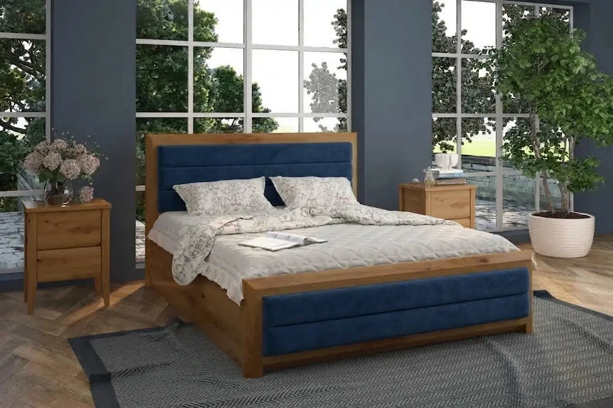 Кровать Mebigrand Barcelona Lux 160x200 Alaska 11 (Blue)