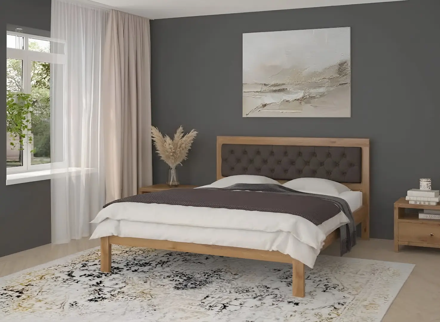 Кровать Mebigrand Pekin 180x200 М3/Alaska 04 (Brown/Light Walnut)