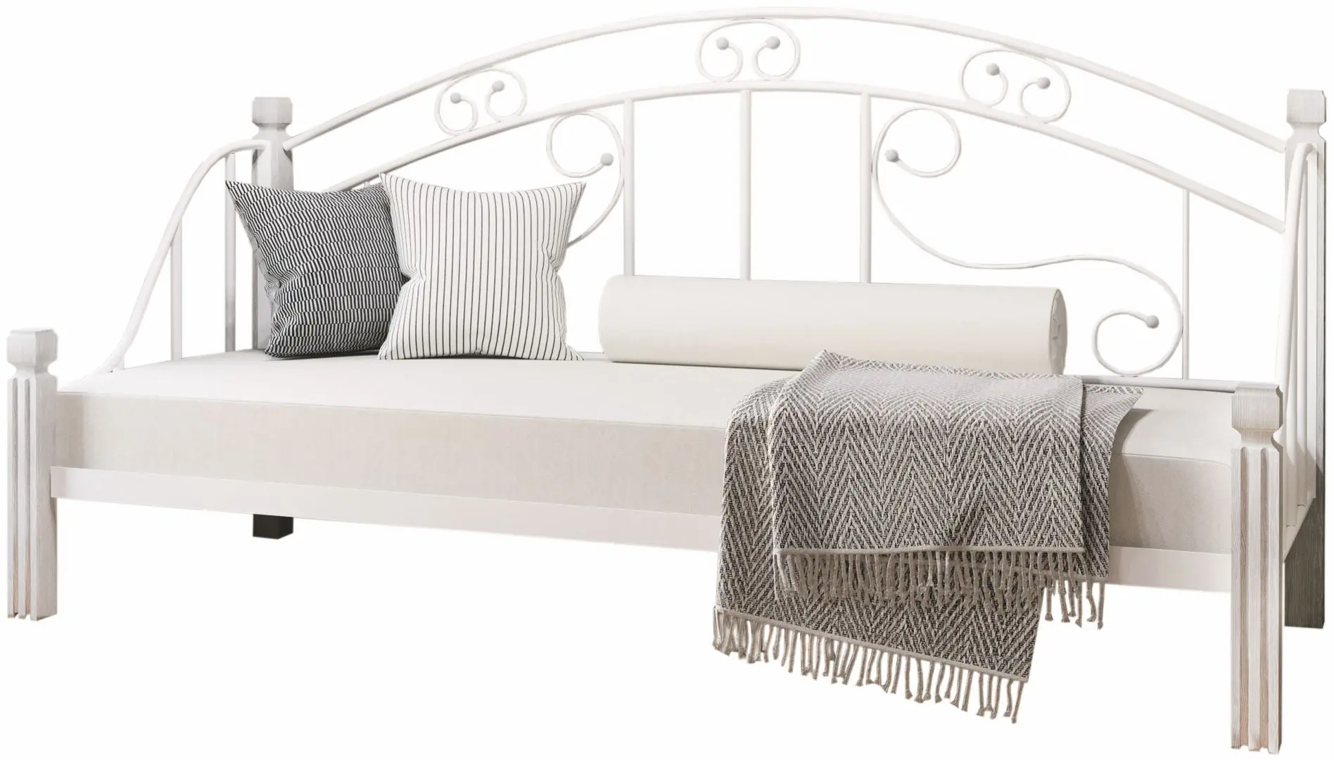 Canapea-pat Металл-Дизайн Orfey 80x190 White (picioruse lemn)