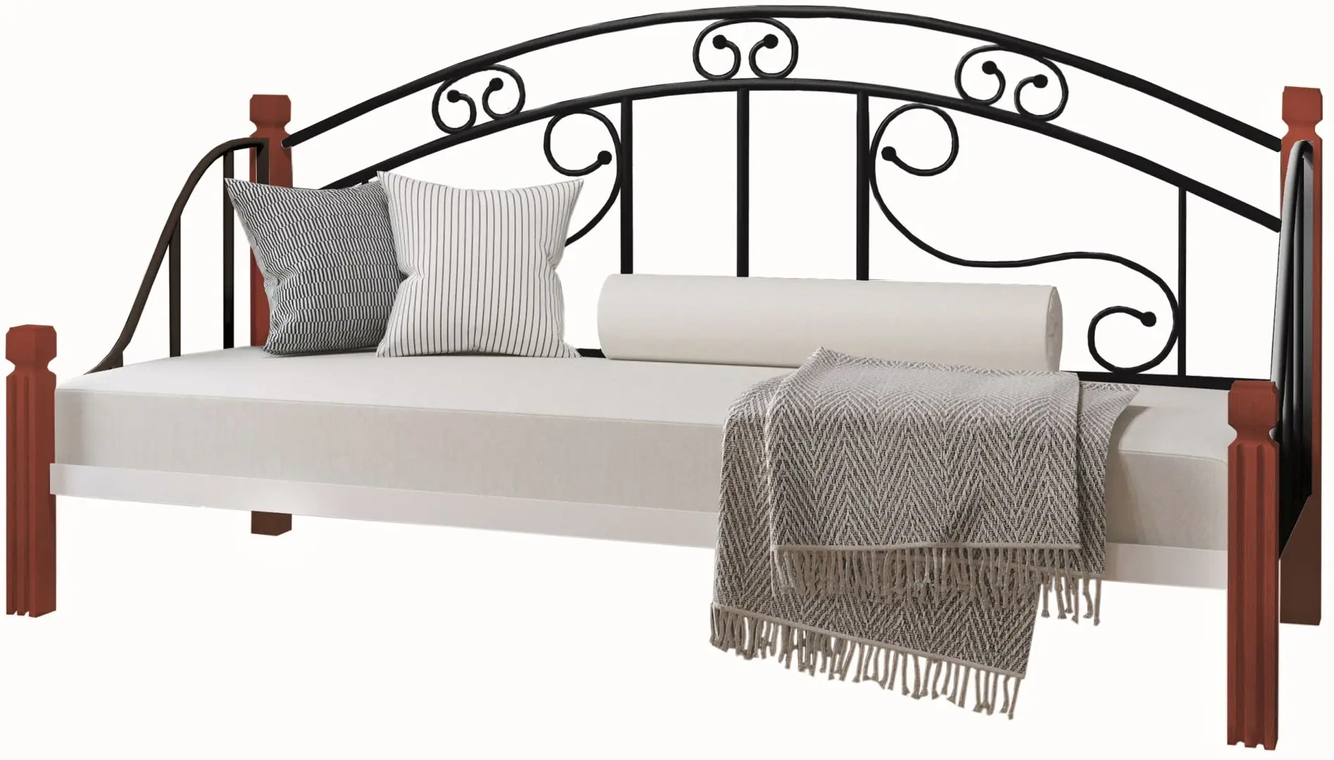Canapea-pat Металл-Дизайн Orfey 80x190 Black Velvet/Apple Tree (picioruse lemn)