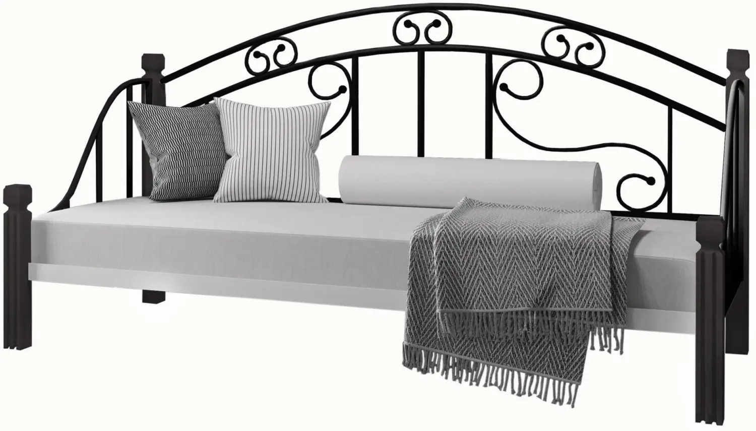 Pat-canapea Металл-Дизайн Orfey 80/90x190/200 (Black Velvet/Black)