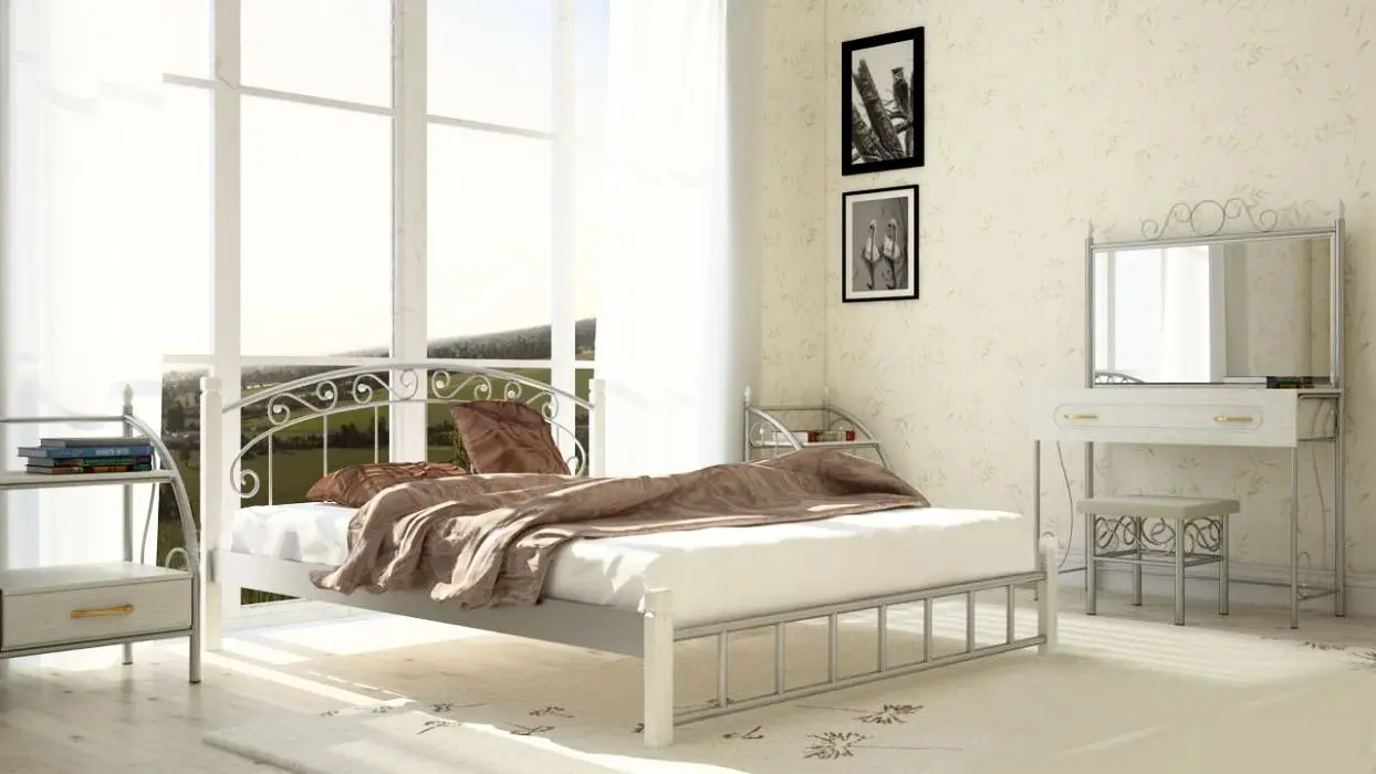 Pat Металл-Дизайн Afina 160x200 White (picioruse lemn) - 2