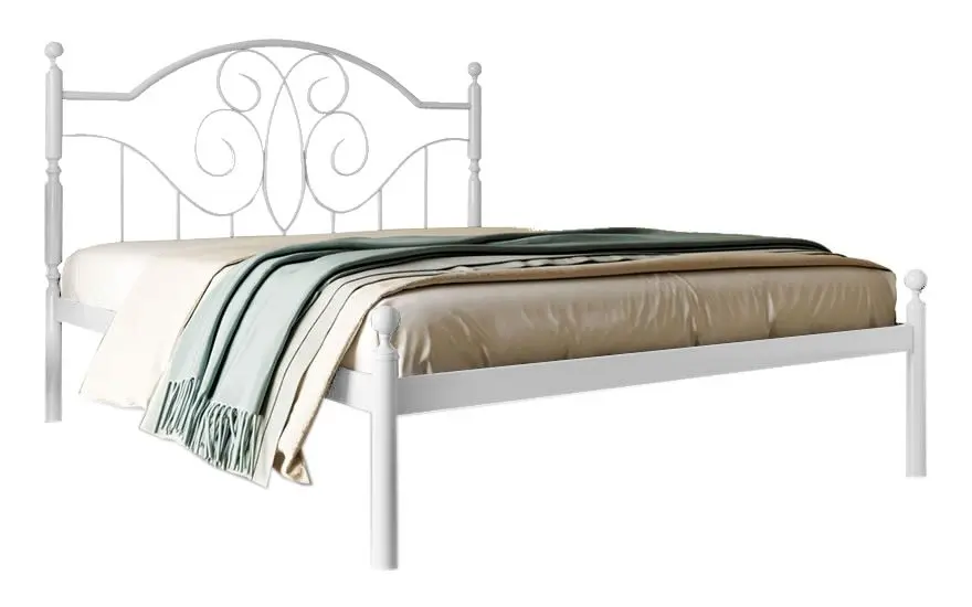 Pat Металл-Дизайн Ofeliya 180x190/200 (White Velvet/Beige)