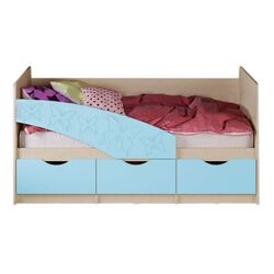 Кровать Миф Бабочки 80х160 (Голубой/Дуб Беленый)