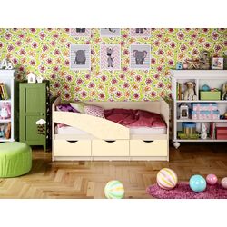 Кровать Миф Бабочки 80х160 (Ваниль/Дуб Беленый) Thumb