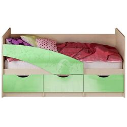 Кровать Миф Бабочки 80х180 (Салатовый Металлик/Дуб Беленый)