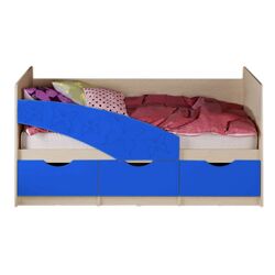 Кровать Миф Бабочки 80х180 (Синий/Дуб Беленый)