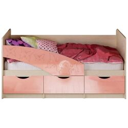 Кровать Миф Бабочки 80х200 (Розовый Металлик/Дуб Беленый)