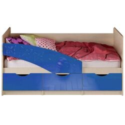 Кровать Миф Бабочки 80х200 (Синий Металлик/Дуб Беленый)