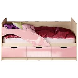 Кровать Миф Дельфин №1 80х160 (Розовый Металлик/Дуб Беленый)