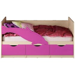 Кровать Миф Дельфин №1 80х160 (Сиреневый/Дуб Беленый)