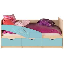 Кровать Миф Дельфин 80х160 (Голубой/Дуб Беленый)
