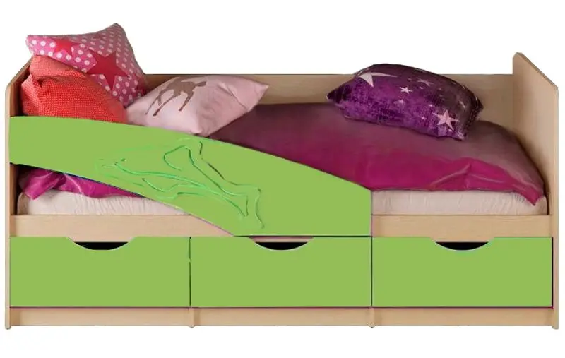 Кровать Миф Дельфин 80х160 (Салатовый/Дуб Беленый)