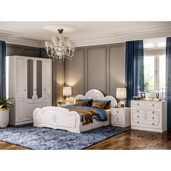 Кровать Миф Каролина 140х200 (Белый/Белый Глянец) Thumb