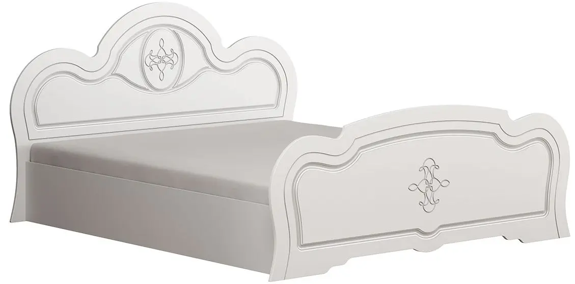 Кровать Миф Каролина 140х200 (Белый/Белый Глянец)