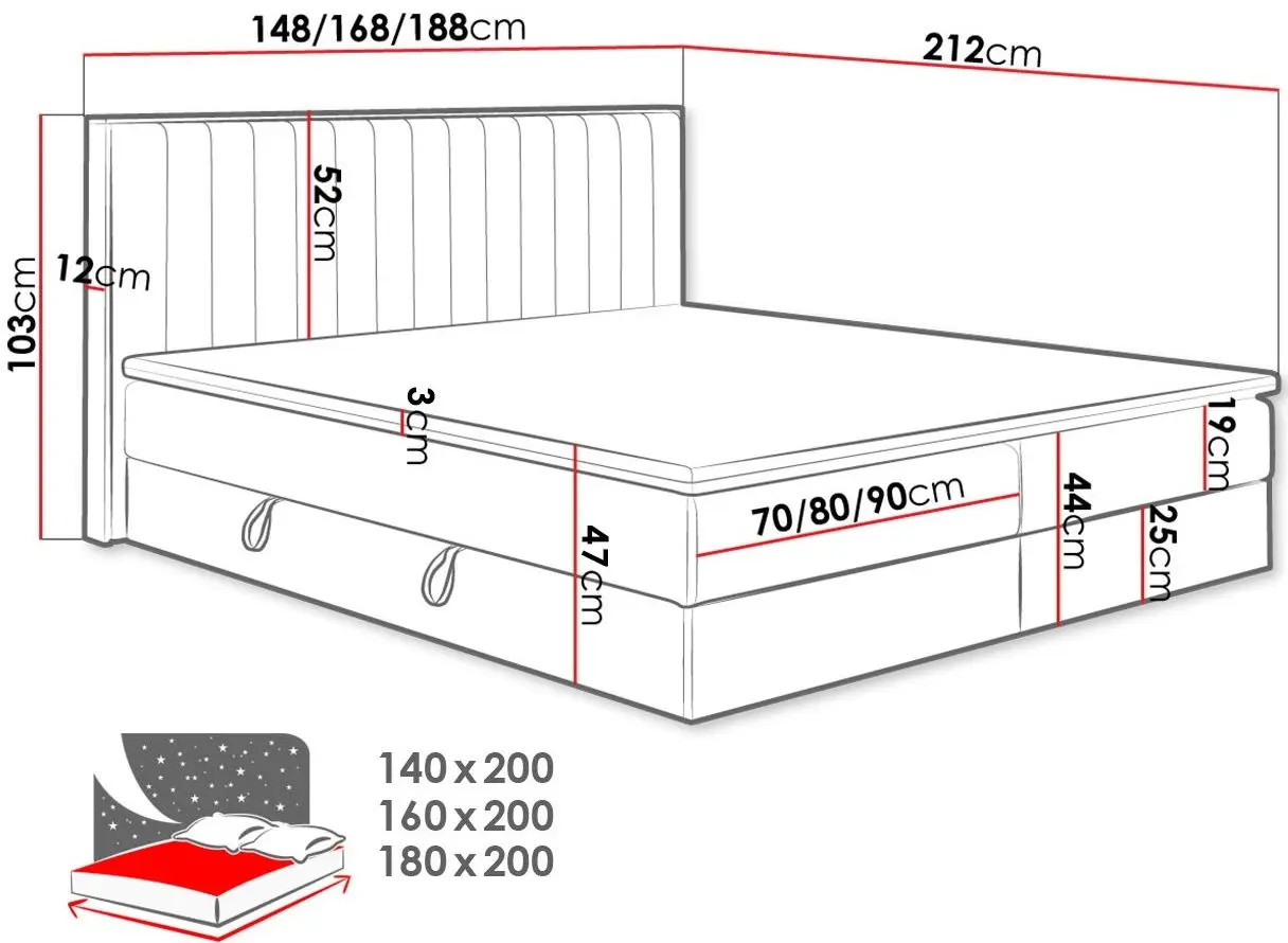 Континентальная кровать Mirjan24 Bibiarko/Harmony 160x200 (Gold Craft Oak/Beige) - 2
