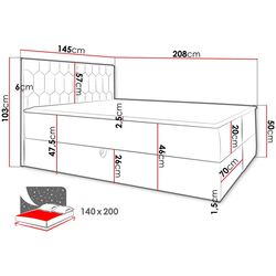 Континентальная кровать Mirjan24 Borneo M24/Top 140x200 (Antique Rose) Thumb