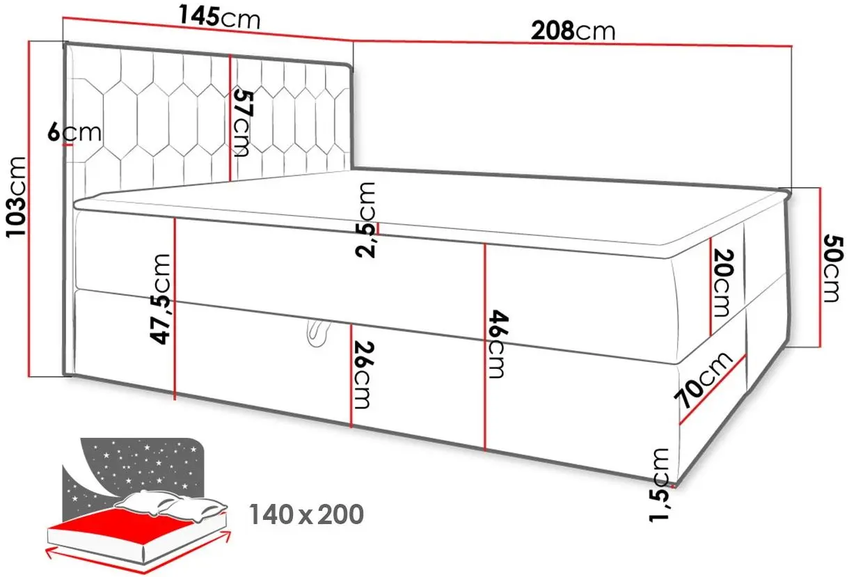 Континентальная кровать Mirjan24 Borneo M24/Top 140x200 (Antique Rose) - 9