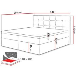 Континентальная кровать Mirjan24 Cinema/Luanda Soft 011 140x200 (Black) Thumb