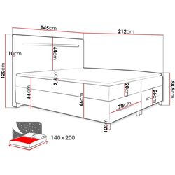 Pat continental Mirjan24 Trunida/Enter cu LED iluminare 140x200 (Black) Thumb