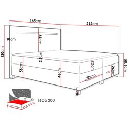 Pat continental Mirjan24 Trunida/Enter cu LED iluminare 160x200 (Black) Thumb