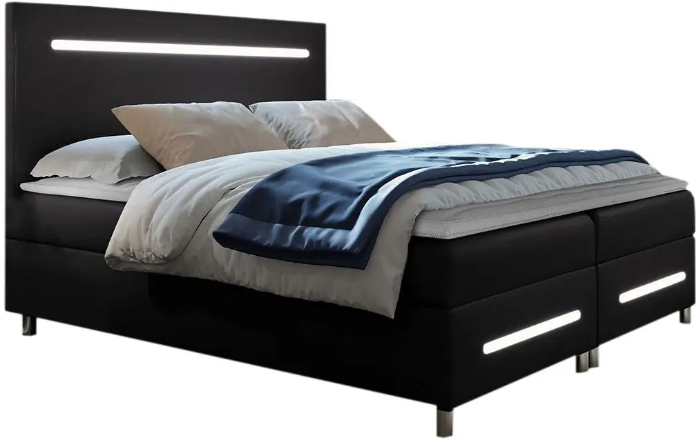 Pat continental Mirjan24 Trunida/Enter cu LED iluminare 160x200 (Black)