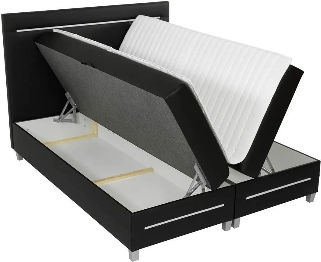 Pat continental Mirjan24 Trunida/Enter cu LED iluminare 180x200 (Black) - 8