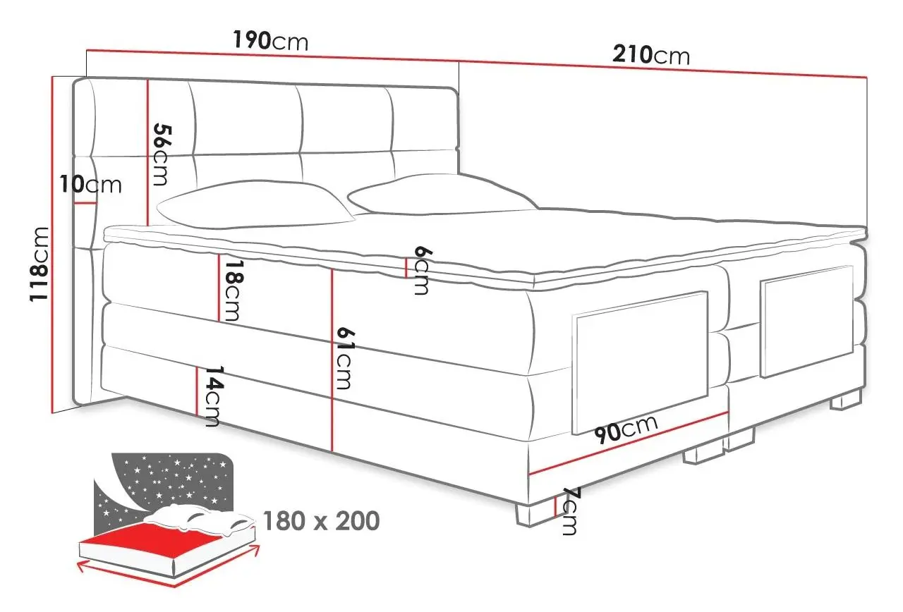Pat electric Mirjan24 Lofor/Trisy 180x200 (Gray) - 7