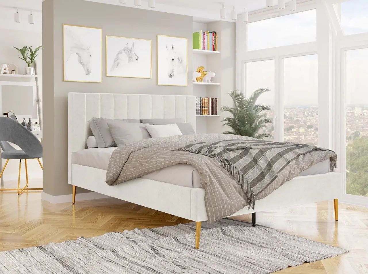 Кровать Mirjan24 Blues/Flavia ламельное основание 180x200 (Beige/Gold)