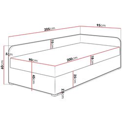 Кровать Mirjan24 Draban/Uno подъемный механизм Left 90x200 (Black/Ash Gray) Thumb