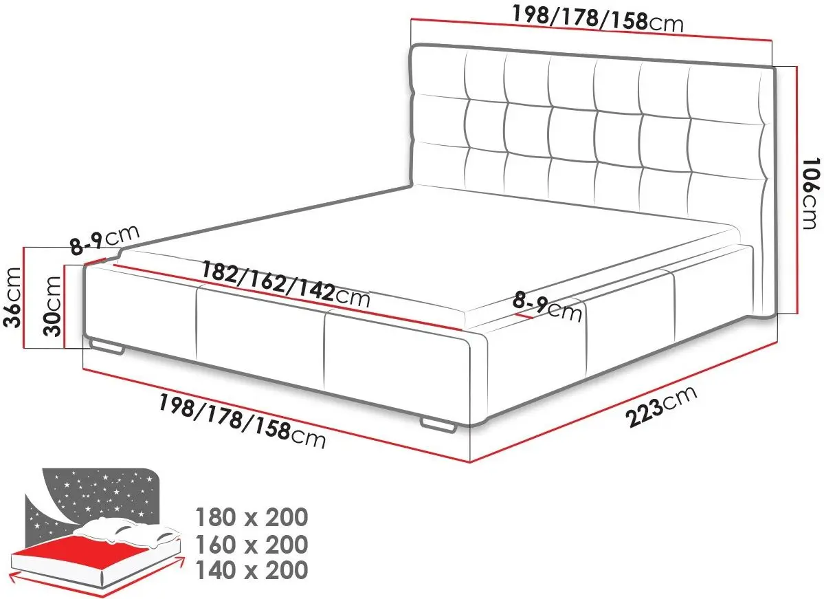 Кровать Mirjan24 Eliza/Dolores 180x200 (White) - 2