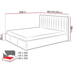 Кровать Mirjan24 Nowerins/Cosmo Fresh 32 с подъемным механизмом 180x200 (Gray) Thumb